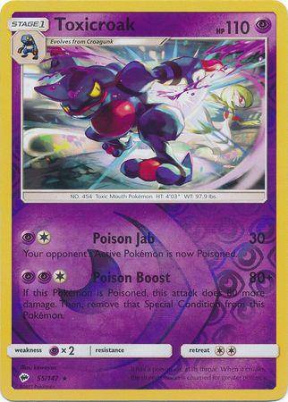 Toxicroak : BURNING SHADOWS (Reverse holo) - 55/147 - Lockett Labs UK