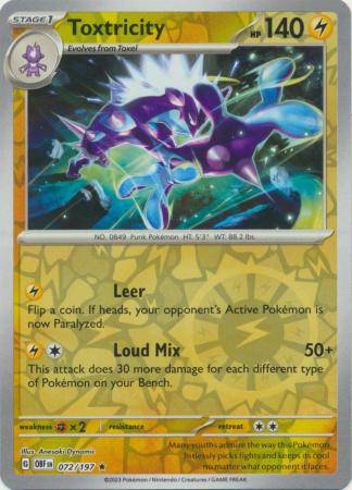 Toxtricity : OBSIDIAN FLAMES (Reverse holo) - 072/197 - Lockett Labs UK