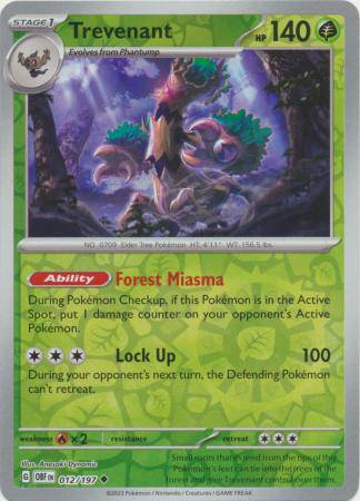 Trevenant : OBSIDIAN FLAMES (Reverse holo) - 012/197 - Lockett Labs UK