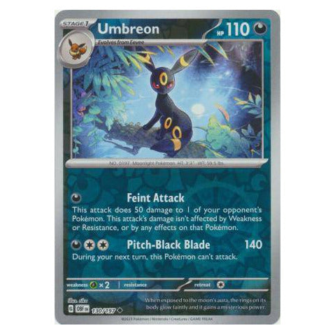 Umbreon : OBSIDIAN FLAMES (Reverse holo) - 130/197