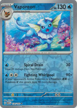 Vaporeon : 151 (Reverse holo) - 134/165