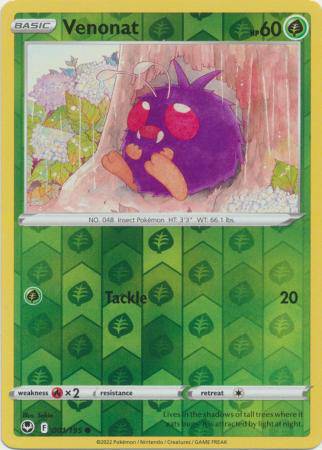 Venonat : SILVER TEMPEST (Reverse holo) - 001/195