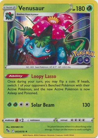 Venusaur : POKEMON GO! (Holo) - 003/078