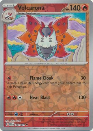 Volcarona : OBSIDIAN FLAMES (Reverse holo) - 041/197 - Lockett Labs UK