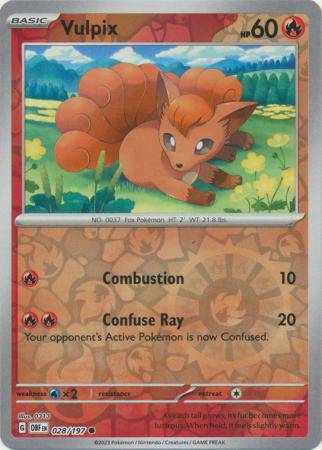 Vulpix : OBSIDIAN FLAMES (Reverse holo) - 028/197 - Lockett Labs UK
