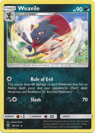 Weavile : BURNING SHADOWS - 86/147 - Lockett Labs UK