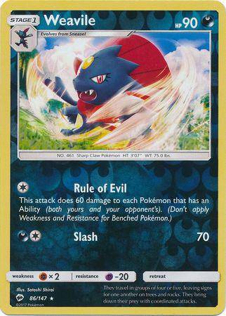 Weavile : BURNING SHADOWS (Reverse holo) - 86/147