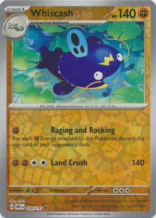 Whiscash : OBSIDIAN FLAMES (Reverse holo) - 109/197 - Lockett Labs UK