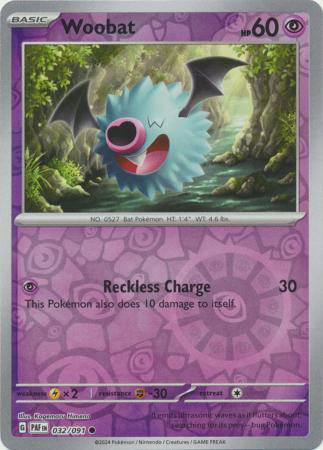 Woobat : PALDEAN FATES (Reverse holo) - 032/091