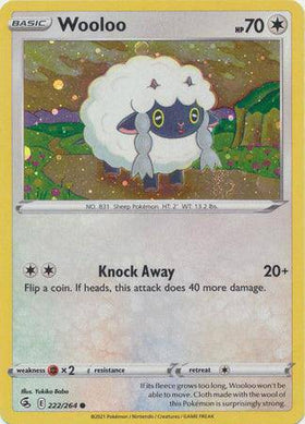 Wooloo: ALTERNATE PROMO (Holo) card featuring a fluffy sheep Pokémon with a silver border and holographic finish.