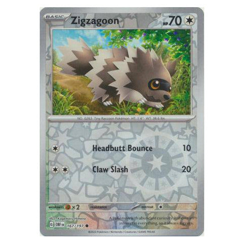 Zigzagoon : OBSIDIAN FLAMES (Reverse holo) - 167/197