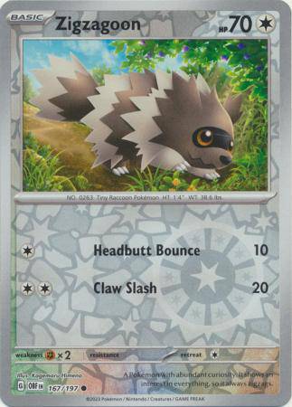 Zigzagoon : OBSIDIAN FLAMES (Reverse holo) - 167/197