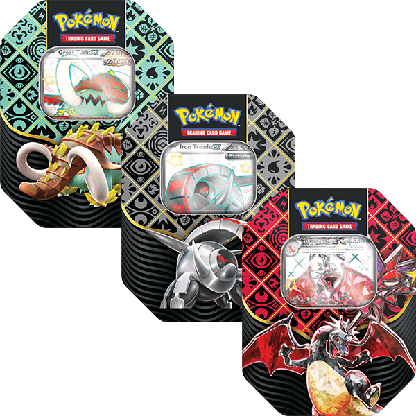 Paldean Fates Tin – Great Tusk/Iron Treads/ Charizard