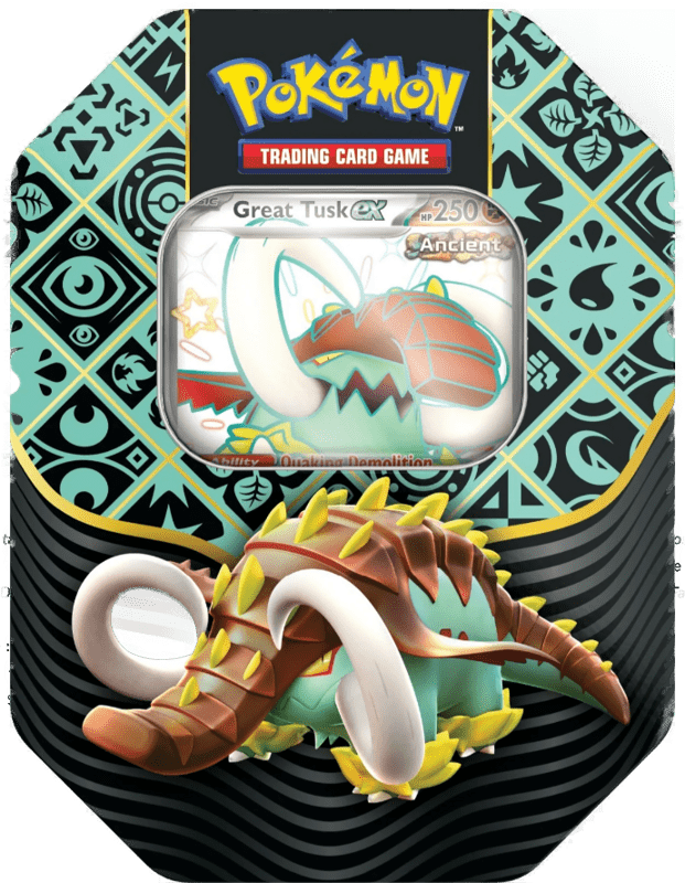 Paldean Fates Tin – Great Tusk/Iron Treads/ Charizard - Lockett Labs UK