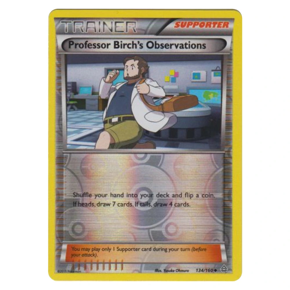 Professor Birch's Observations 134/160 Primal Clash reverse holo Pokémon card, scanned front