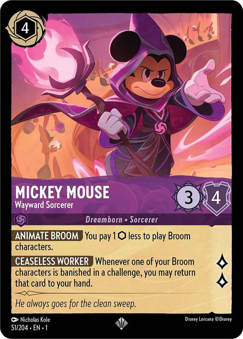 Mickey Mouse (Foil) : Wayward Sorcerer - 51/204