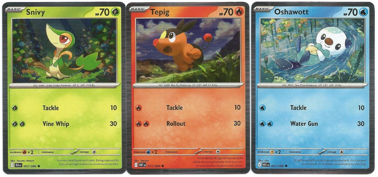 Snivey, Tepig & Oshawott : ALTERNATE PROMO (Holo) - 001/086, 011/086 & 021/086