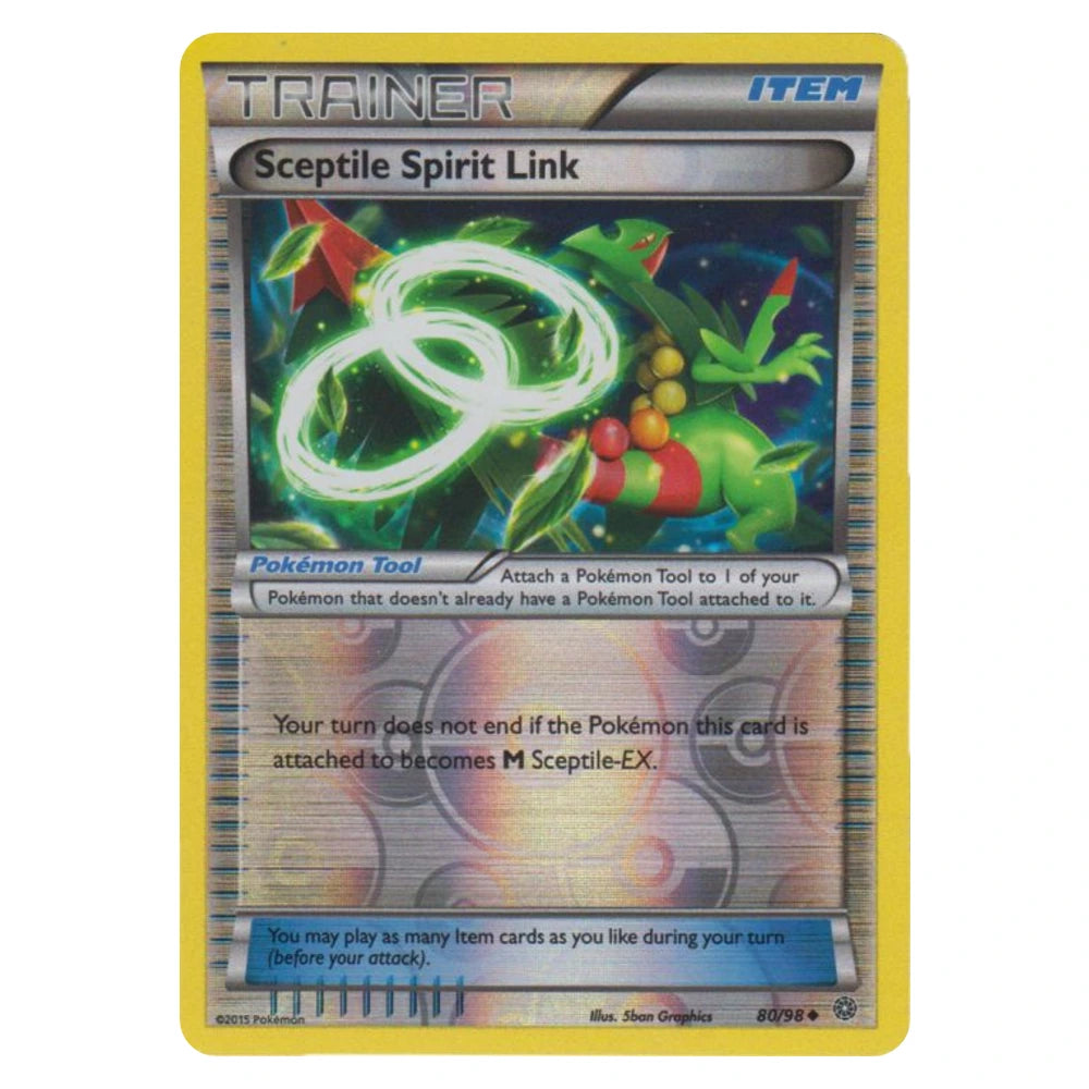 Sceptile Spirit Link 80/98 Ancient Origins reverse holo Pokémon card, scanned front