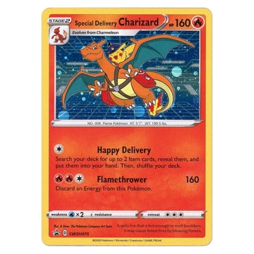 Special Delivery Charizard SWSH075 Sword & Shield Promo holo Pokémon card, scanned front