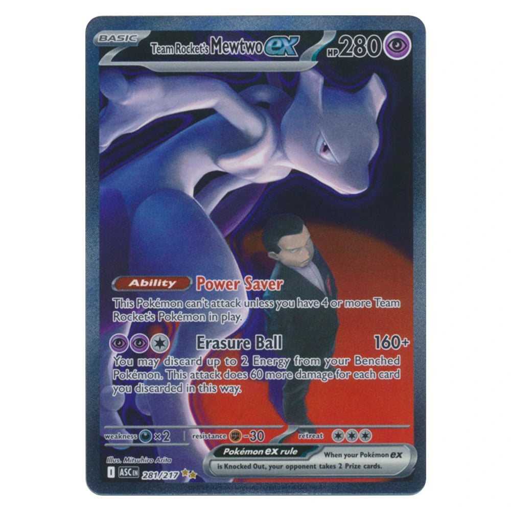 Team Rocket's Mewtwo ex 281/217 Ascended Heroes Pokémon card, scanned front