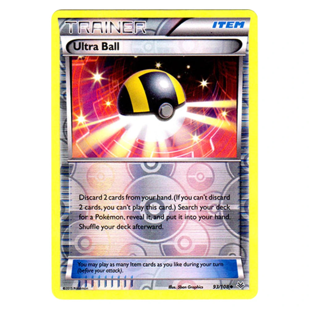Ultra Ball 93/108 Roaring Skies reverse holo Pokémon card, scanned front