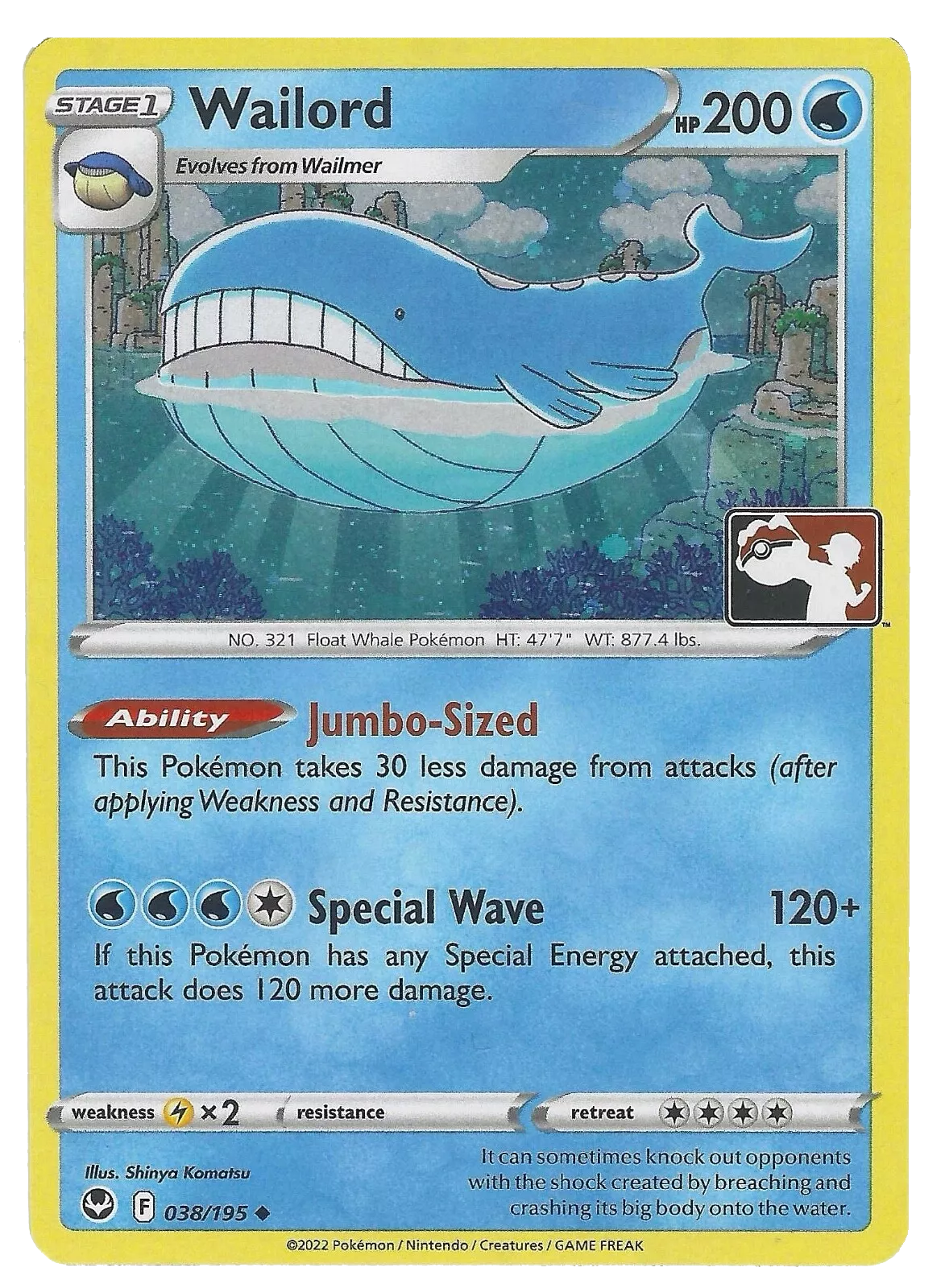 Wailord : PLAY! PRIZE PACK LEAGUE PROMO (Holo) - 038/195 - Lockett Labs UK