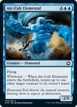 Air-Cult Elemental card from Dungeons & Dragons: Adventures in the Forgotten Realms, featuring a blue elemental creature with