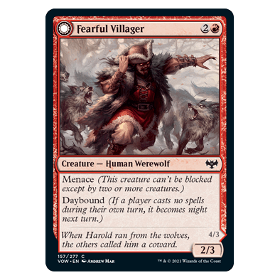 Fearful Villager // Fearsome Werewolf : INNISTRAD CRIMSON VOW - 157/277