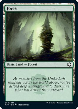 Lockett Labs Forest card from Dungeons & Dragons: Adventures in the Forgotten Realms featuring a mystical underground landsca