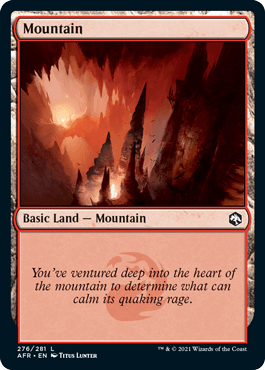 Lockett Labs Mountain card from Dungeons & Dragons: Adventures in the Forgotten Realms, featuring a dramatic red landscape.